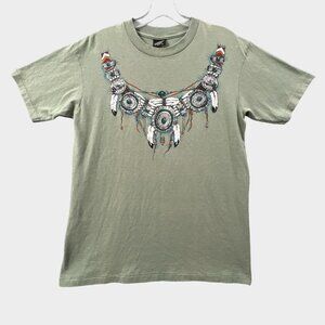 Vintage Diamond Dust Dream Catcher T Shirt Mens Large Green Single Stitch USA